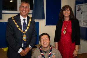 Dominic Dawson with the Mayor and Mayoress